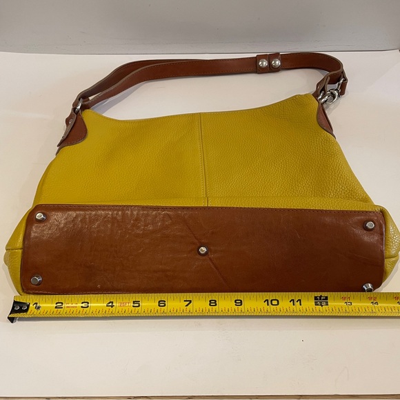 Valentina Italy Genuine Pebbled Leather Shoulder Bag – Goldenrod Yellow - Picture 8 of 12